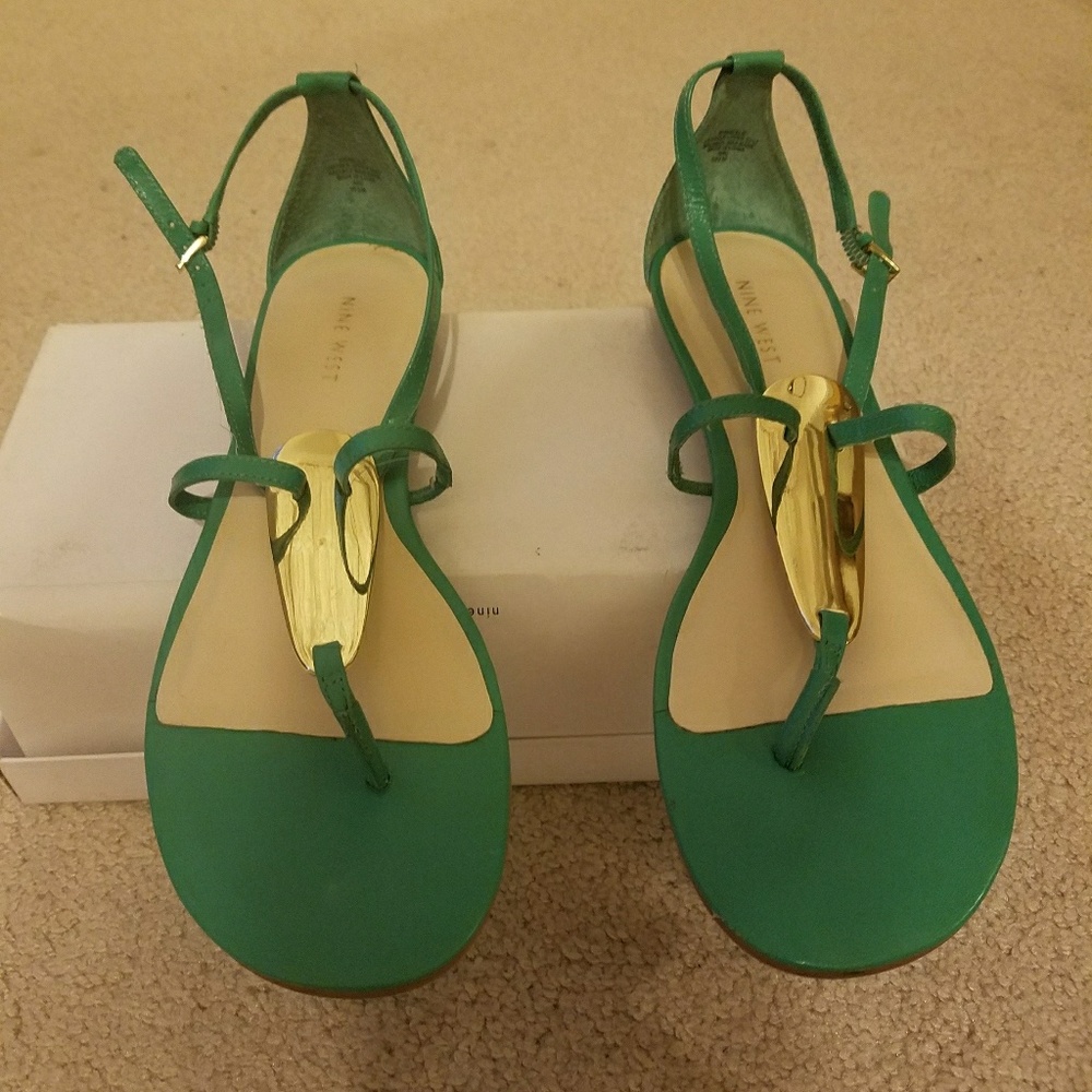 Open toe green sandals